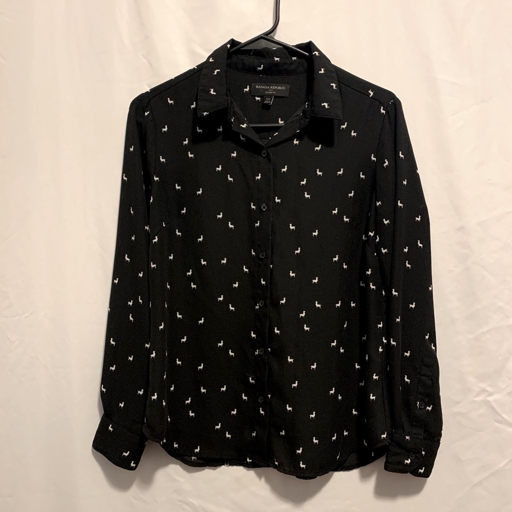 Banana Republic Llama Print Button Down Shirt